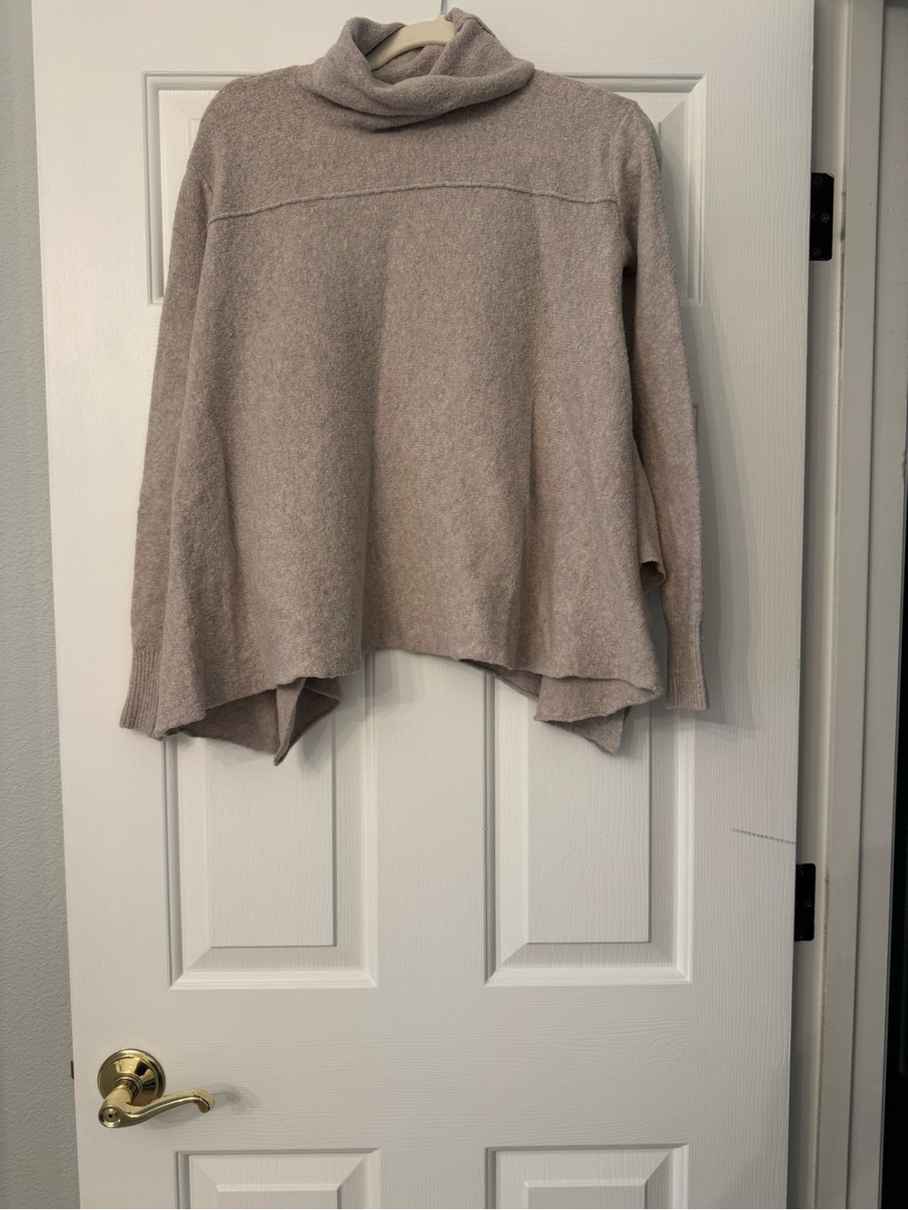 Free People Oatmeal Draped Cascade Knit Cardigan Sweater, XS